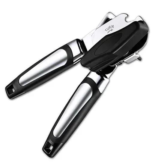 Can Opener Manual, Handheld Strong Heavy Duty Can Opener, Anti-slip Hand Grip, Stainless Steel Sharp Blade, Ergonomic and Easy to Use, with Large Turn Knob