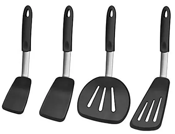 Silicone Flexible Spatula Heat Resistant 4 Pack, BPA Free Non Toxic Spatulas Set 600 Degree, Large Non-Stick Rubber Turner Heavy Duty Kitchen Utensils for Cooking Flipping Fish Pancake Eggs