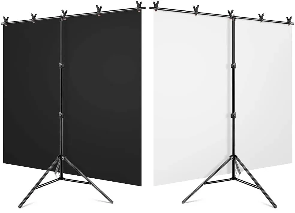 Black White Backdrop Screen with Stand Kit