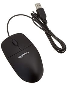 Amazon Basics 3-Button USB Wired Computer Mouse (Black), 1-Pack