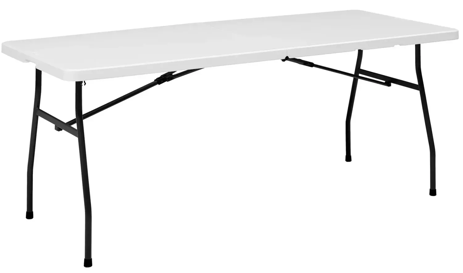 Mainstays White 6 Foot Fold-in-Half Plastic Table, Built-in Handle