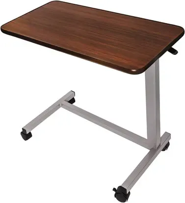 Adjustable Overbed / Bedside Table With Wheels