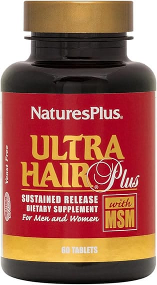Natures Plus Ultra Hair Tablets (Sustained Release, 60 Vegetarian Tablets, Natural Hair Growth Supplement for Men & Women, Longer, Thicker Hair)