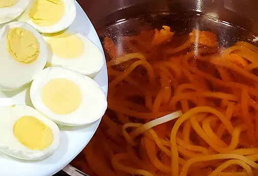 Bart's "Heavenly" Udon (Japanese Noodle Soup) With Sautéed Salmon (or Chicken Thighs)