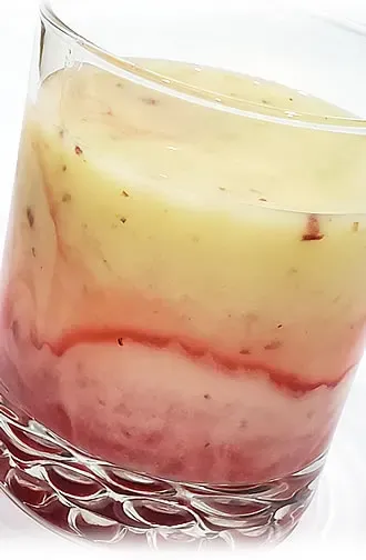 Bart's "World Famous" Piña "Bart-Ladas" Blended With Real Pineapple Slices, A Handful Of Red Grapes & Raspberry Fruit "Lava Flow" Puree Drink Mix