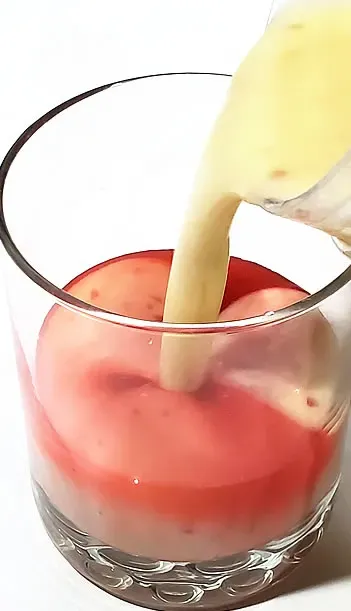Bart's "World Famous" Piña "Bart-Ladas" Blended With Real Pineapple Slices, A Handful Of Red Grapes & Raspberry Fruit "Lava Flow" Puree Drink Mix