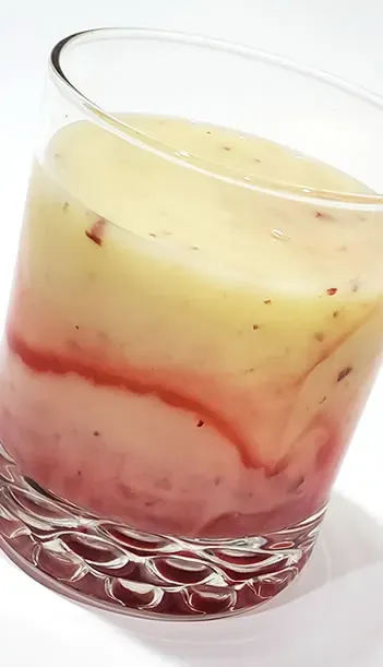 Bart's "World Famous" Piña "Bart-Ladas" Blended With Real Pineapple Slices, A Handful Of Red Grapes & Raspberry Fruit "Lava Flow" Puree Drink Mix