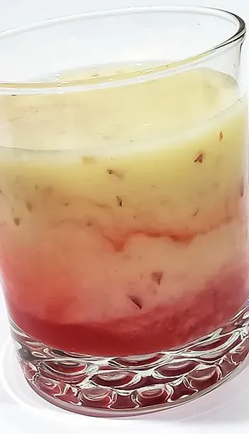 Bart's "World Famous" Piña "Bart-Ladas" Blended With Real Pineapple Slices, A Handful Of Red Grapes & Raspberry Fruit "Lava Flow" Puree Drink Mix