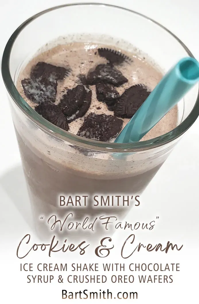 Bart Smith's Cookies & Cream Ice Cream Shake With Chocolate Syrup & Crushed Oreo Wafers