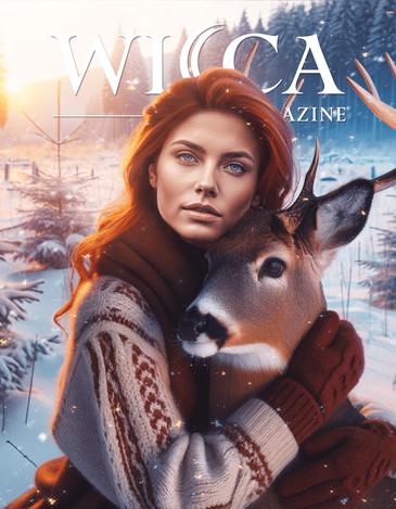 Wicca Magazine of red haird woman minding a deer