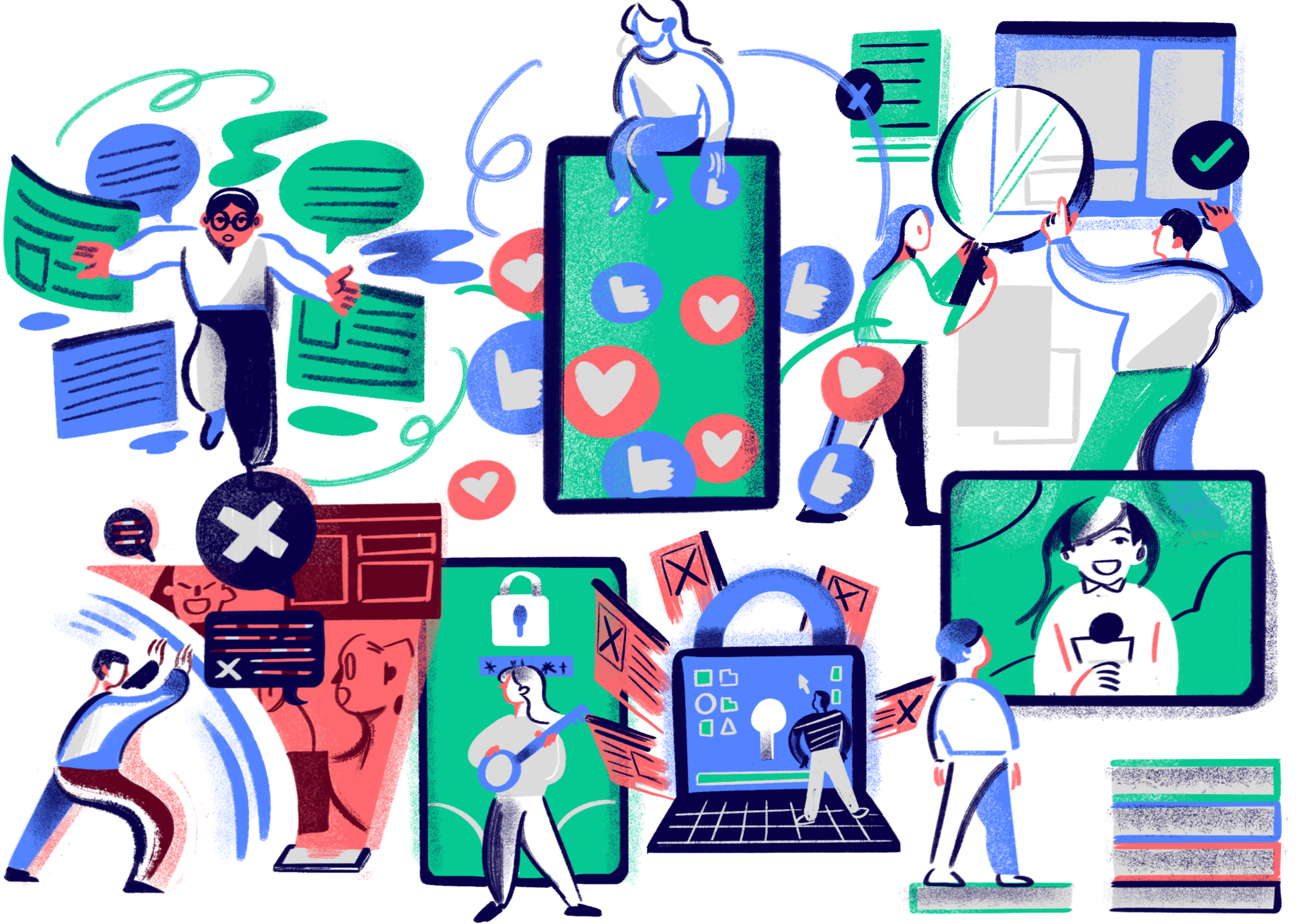 Some digital and social media usage collage