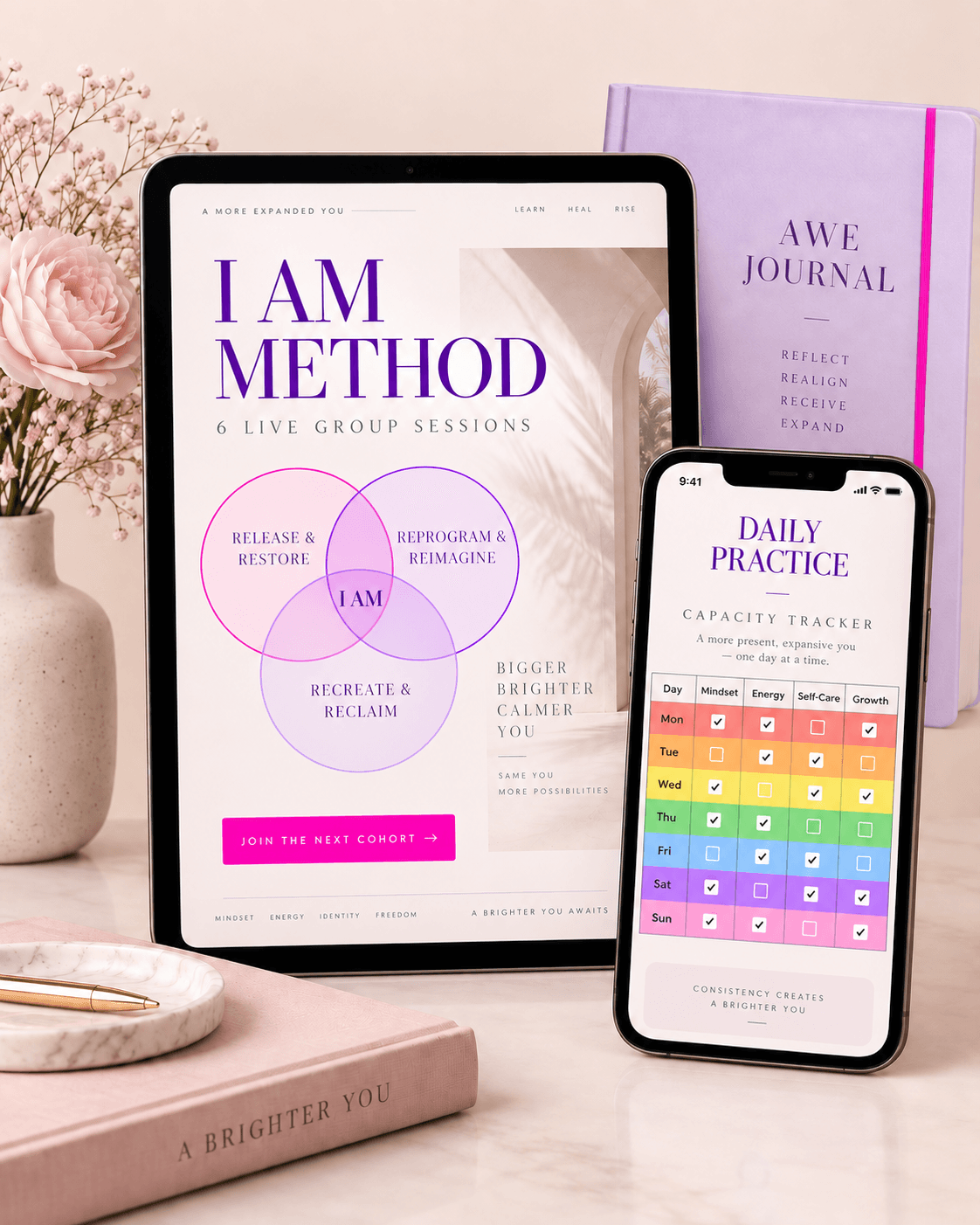 I AM Method and AWE journal with the 33-day tracker