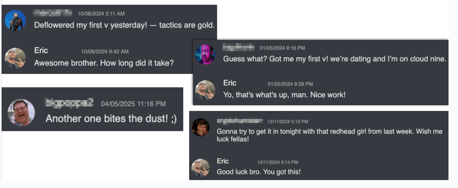 Screenshots of comments left by students in the discord