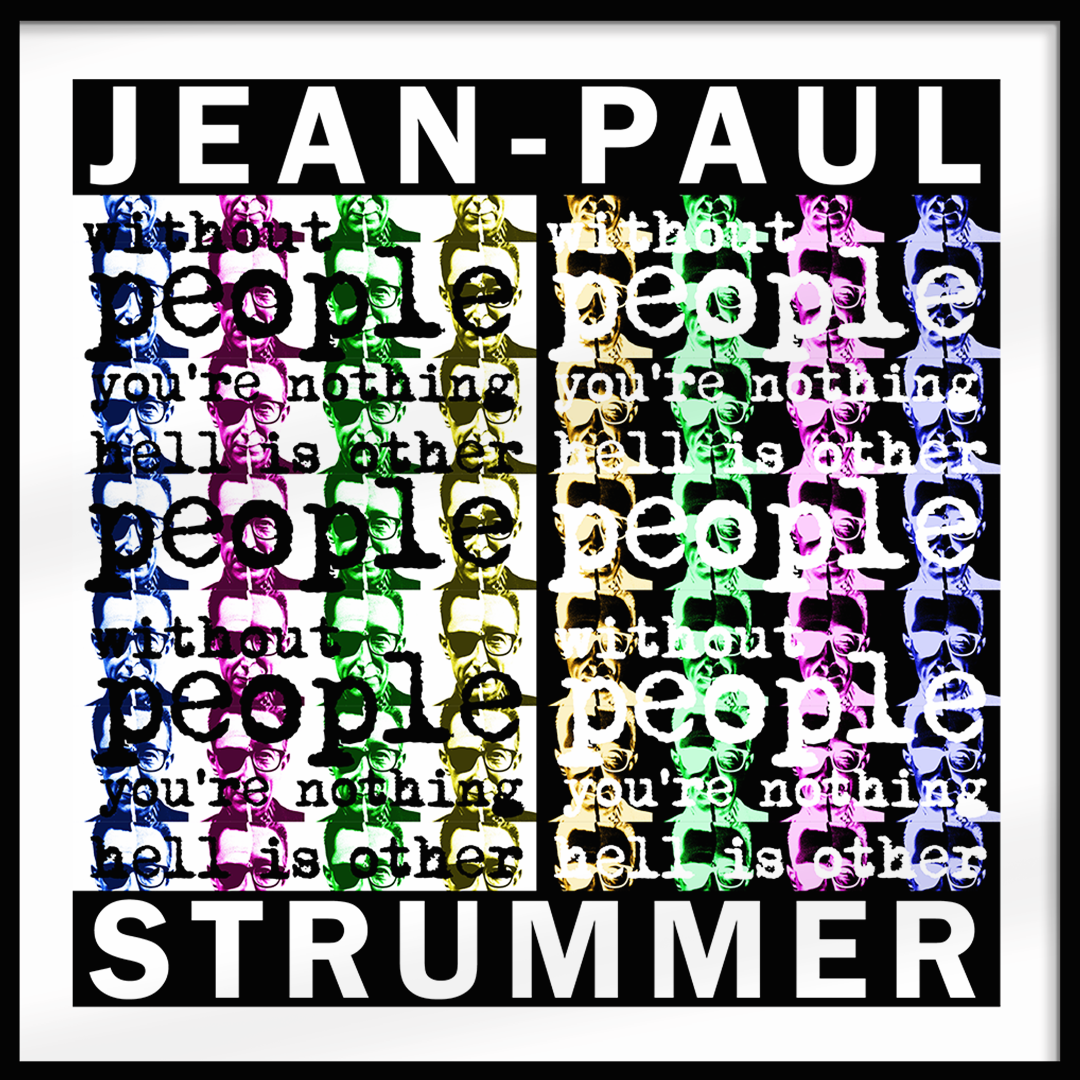 Framed art print featuring Jean Paul Sartre and Joe Strummer