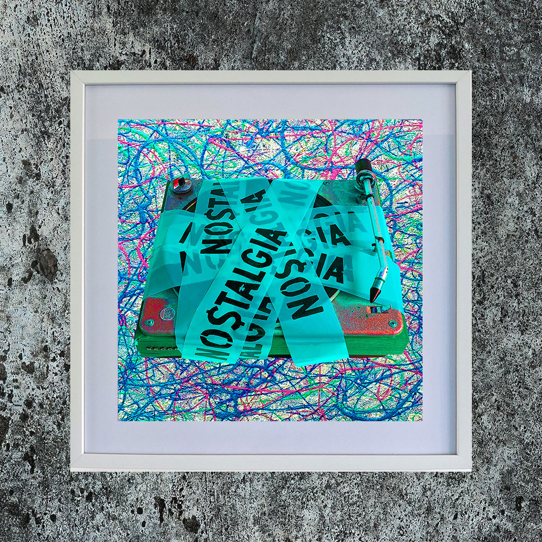 Framed digital artwork on a grey lunar concrete background