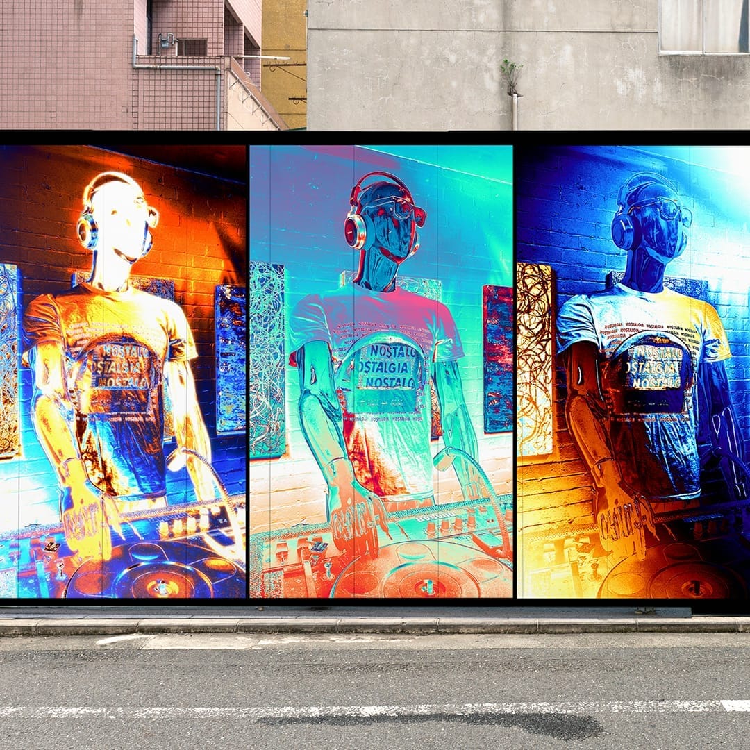 Digital art projected on a building at night in Berlin