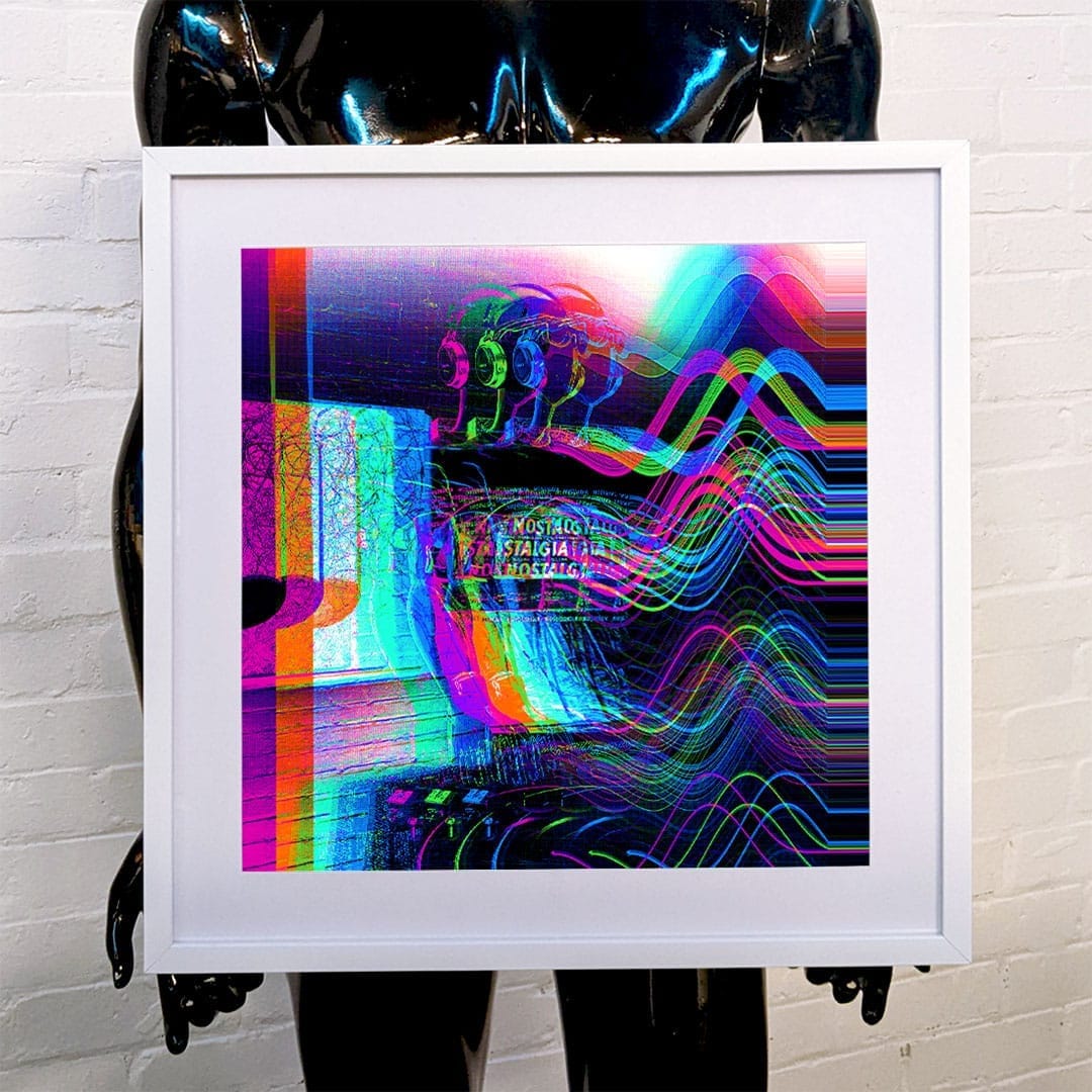 Pink Music Graffiti painting exhibited in an industrial gallery setting