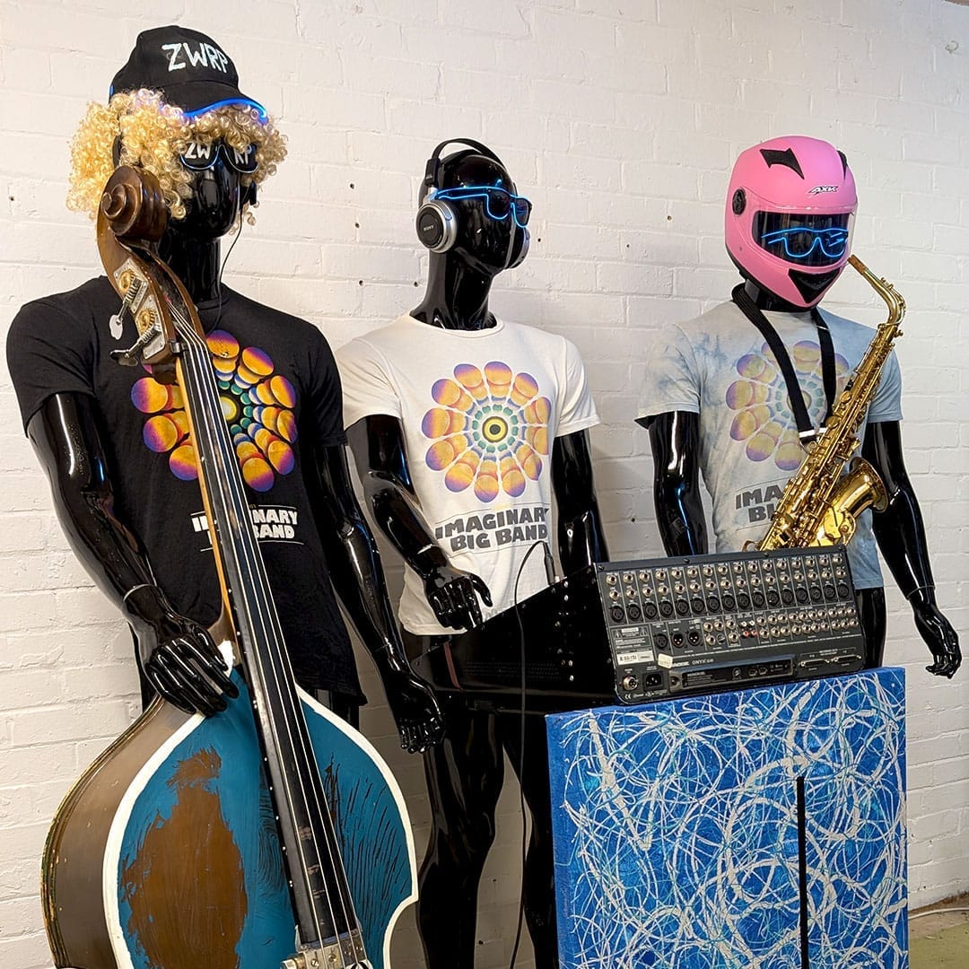 Pink Music Graffiti painting exhibited in an industrial gallery setting