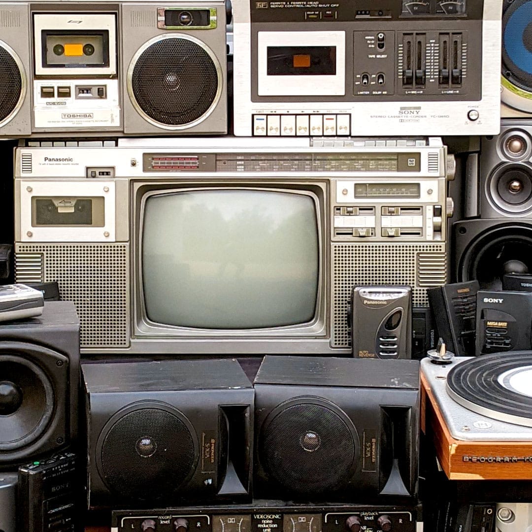 Pink Music Graffiti painting exhibited in an industrial gallery setting