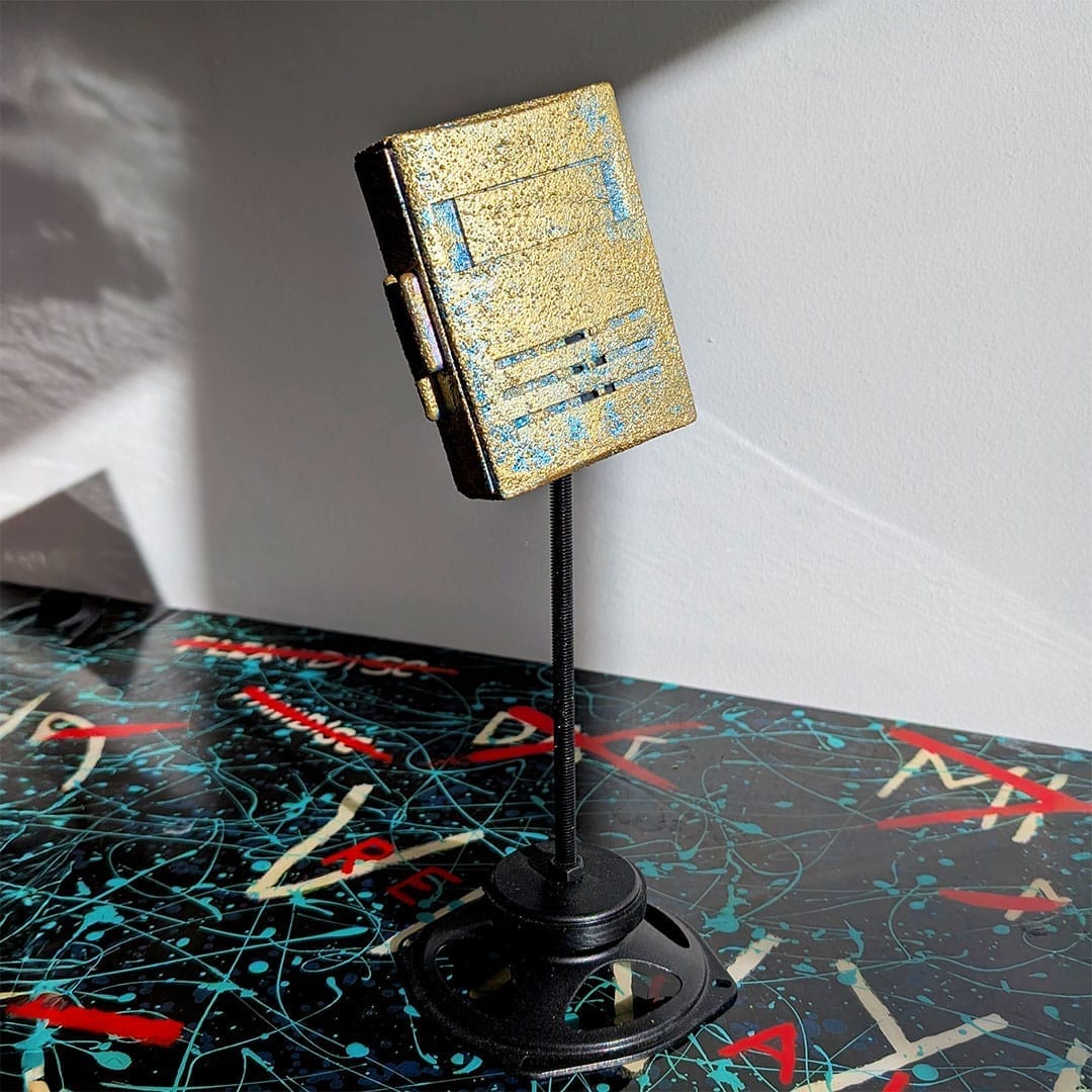 Wall gallery of digital art by Zeitwarp on display in a Milan exhibition