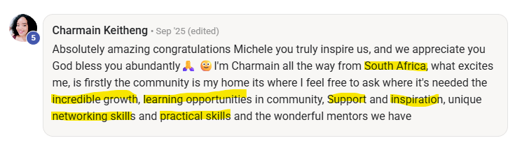 South African woman sharing how Prodigy eLearn helped her find a supportive community to learn digital marketing, practical online skills and gain confidence.