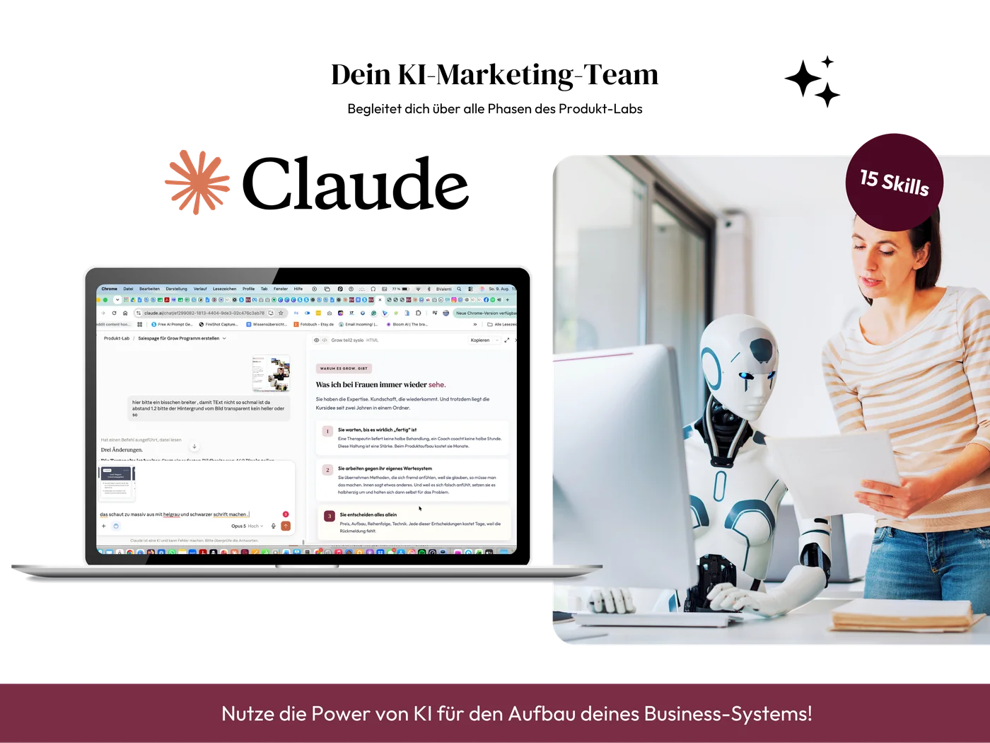 Übersicht der 7 Claude Skills als KI-Marketing-Team