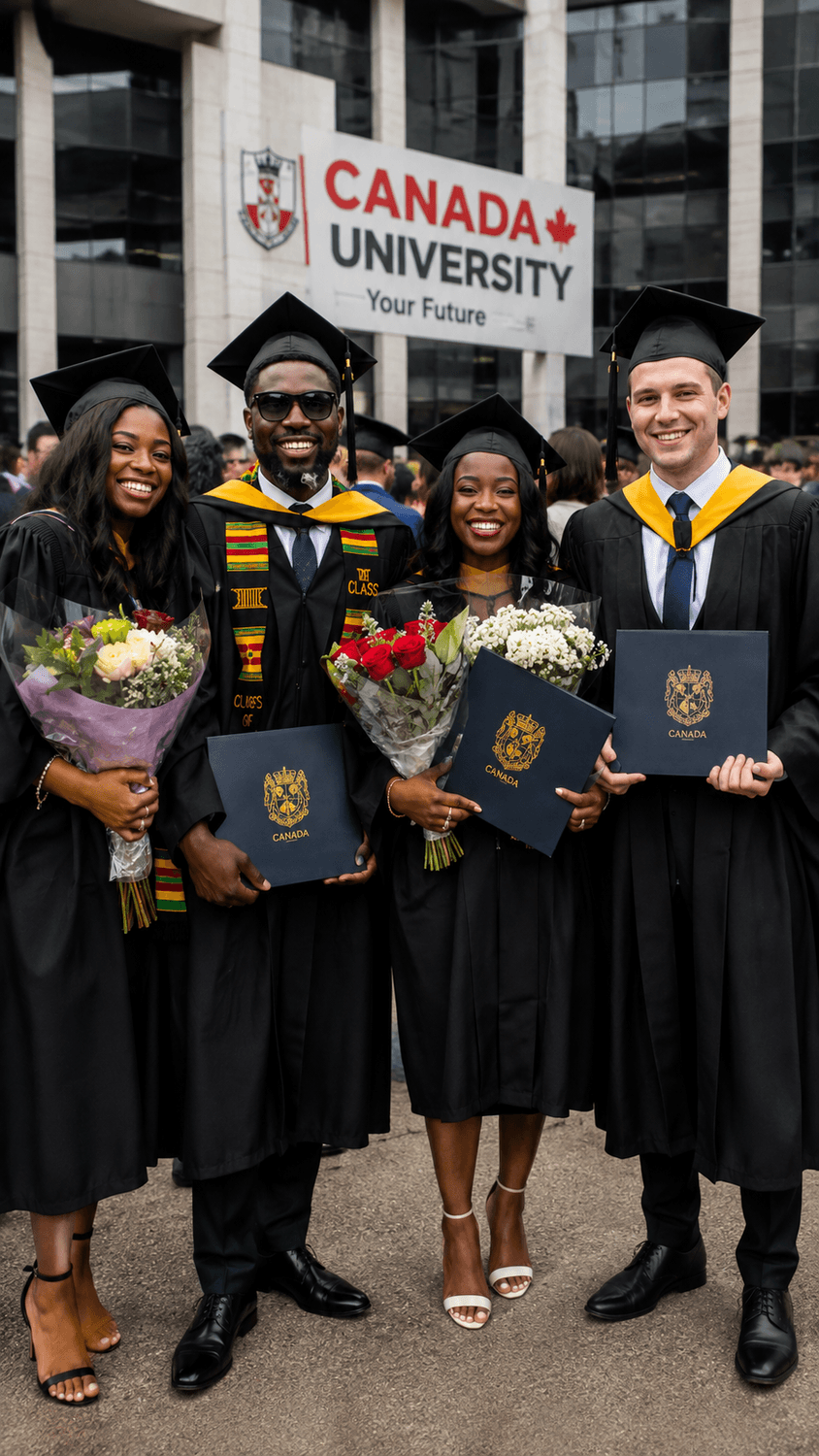 Happy student graduating in Canada