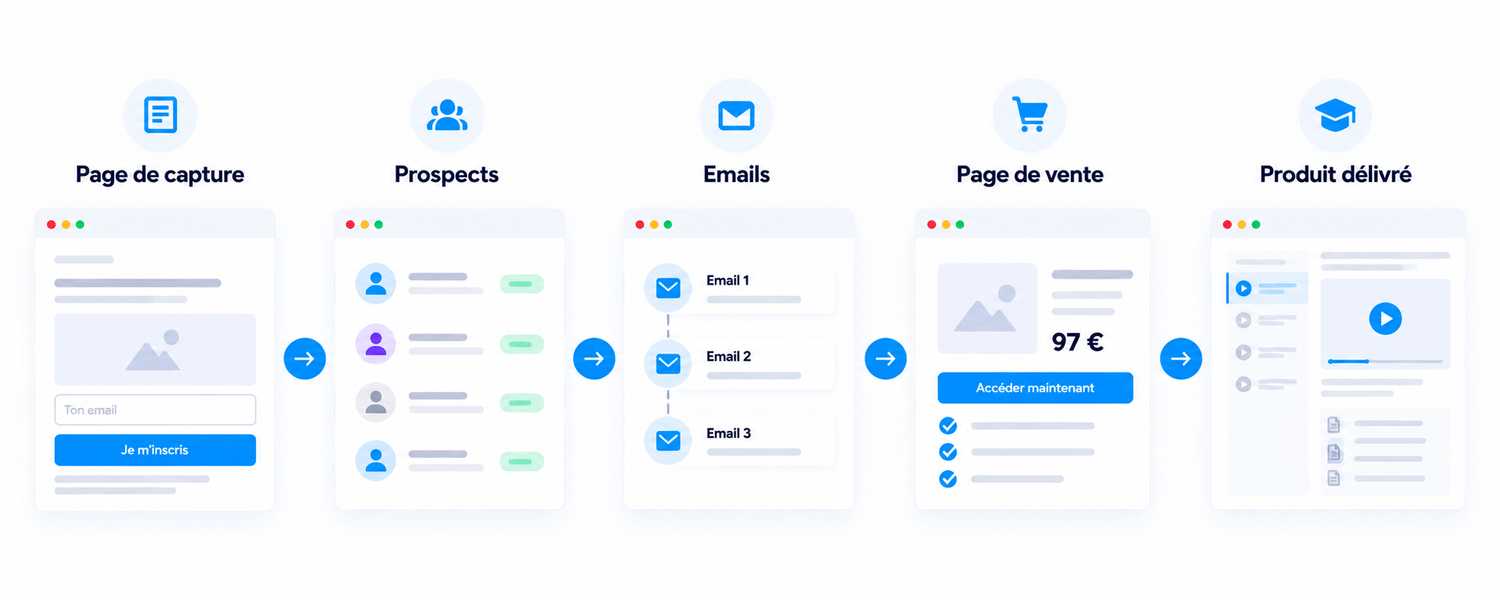 Tunnel de vente systeme.io pour produit digital