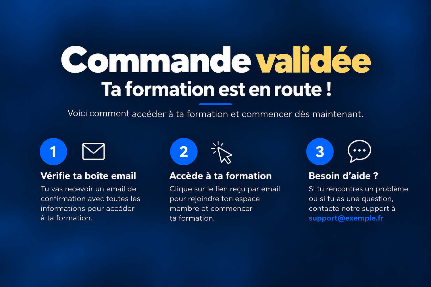 Page de remerciement pour une formation en ligne