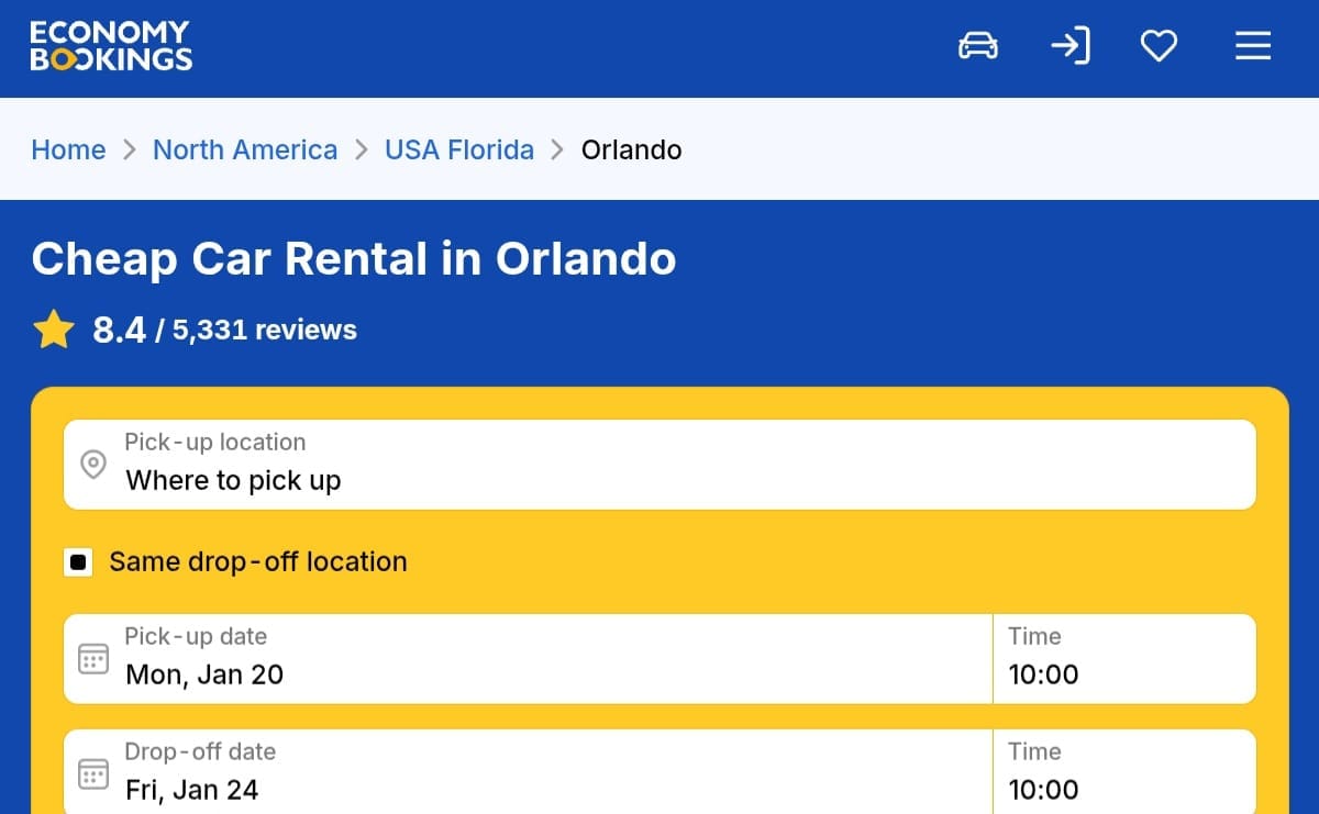 Economybookings: Rent a car in Orlando