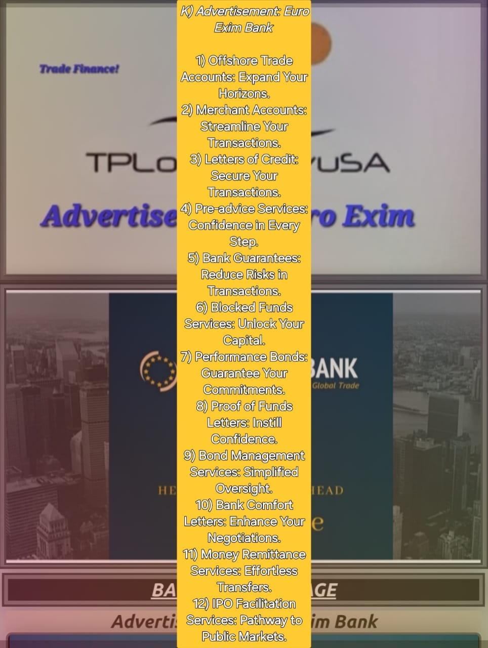Advertisement: Euro Exim Bank 