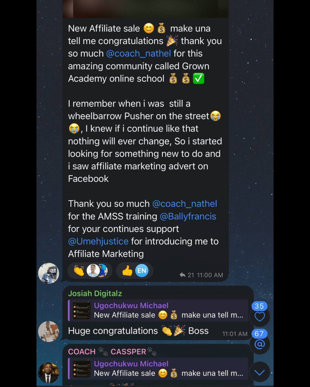 Ugochukwu Michael testimonial