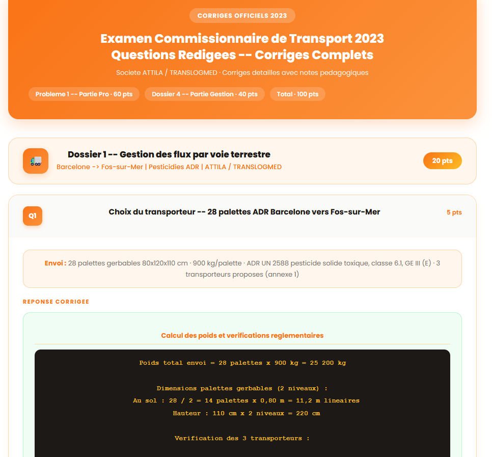 Sujets corrigés 2019-2025