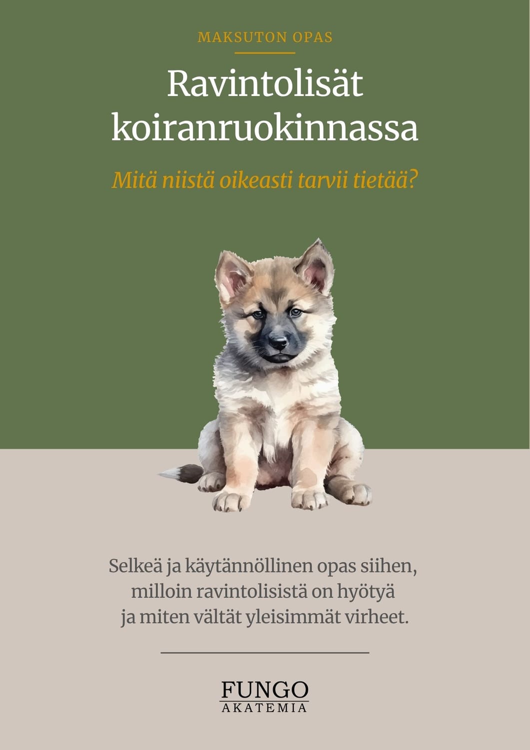Ravintolisät koiranruokinnassa -oppaan kansi