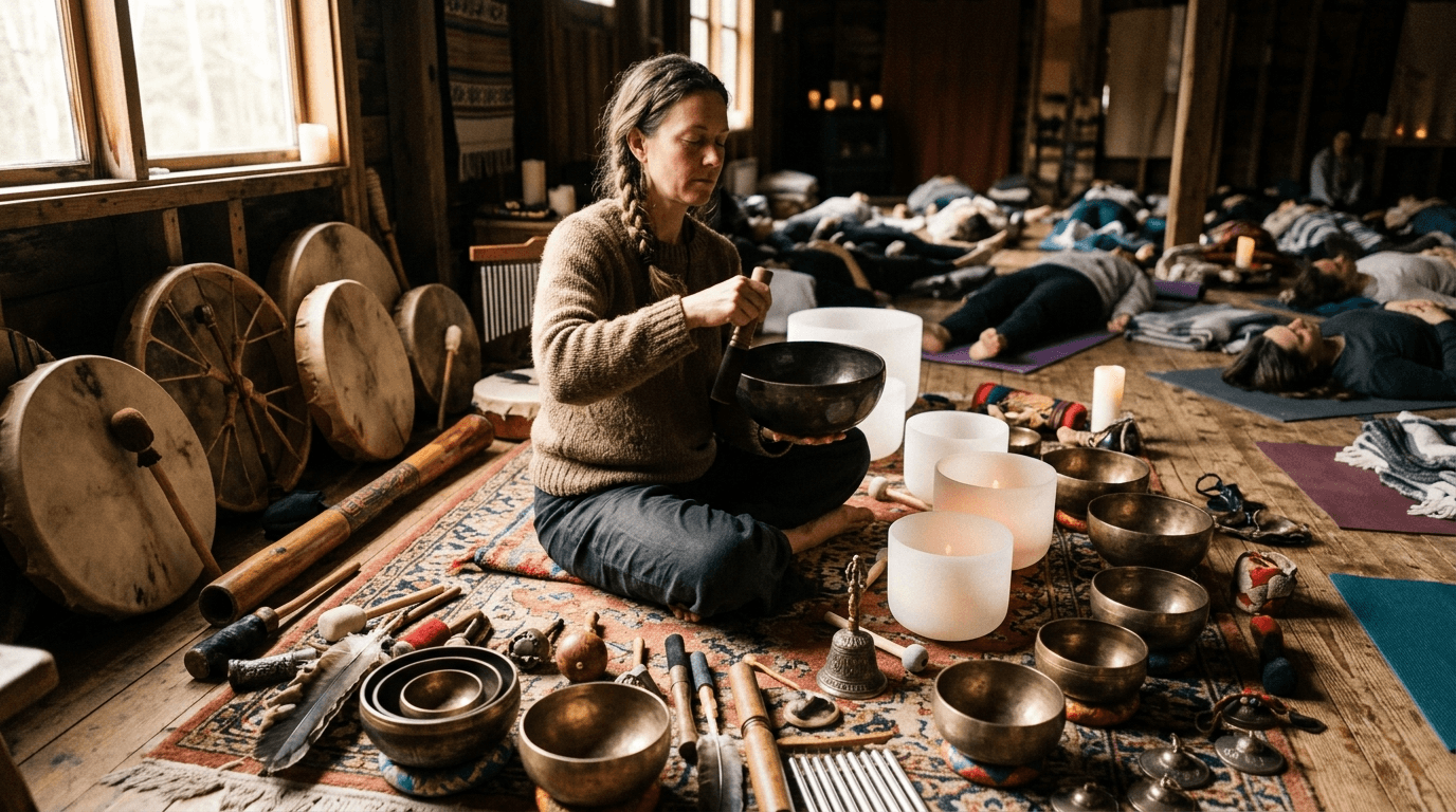 Musicien jouant en live pendant le Reset Protocol — présence vivante et immersive
