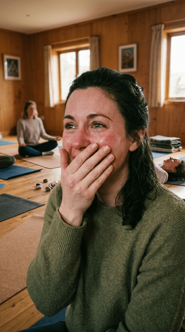 Participante émue après une soirée Reset Protocol