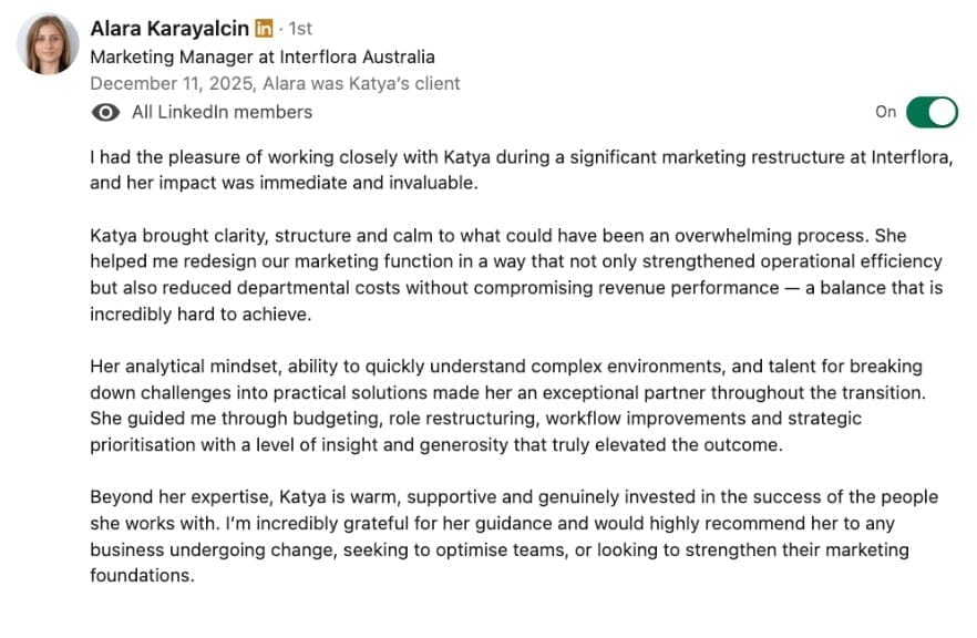 Client's testimonial.