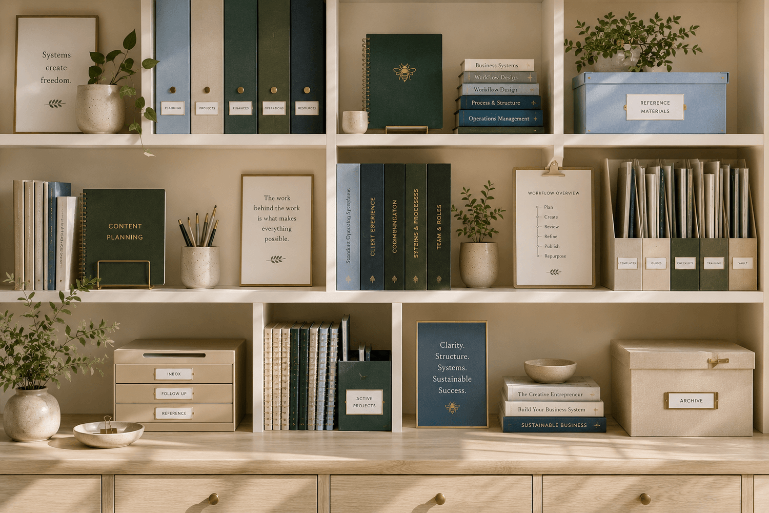 Realistic business operations environment showing workflows, organization, planning, documentation, and systems that support the behind-the-scenes side of running a small business.