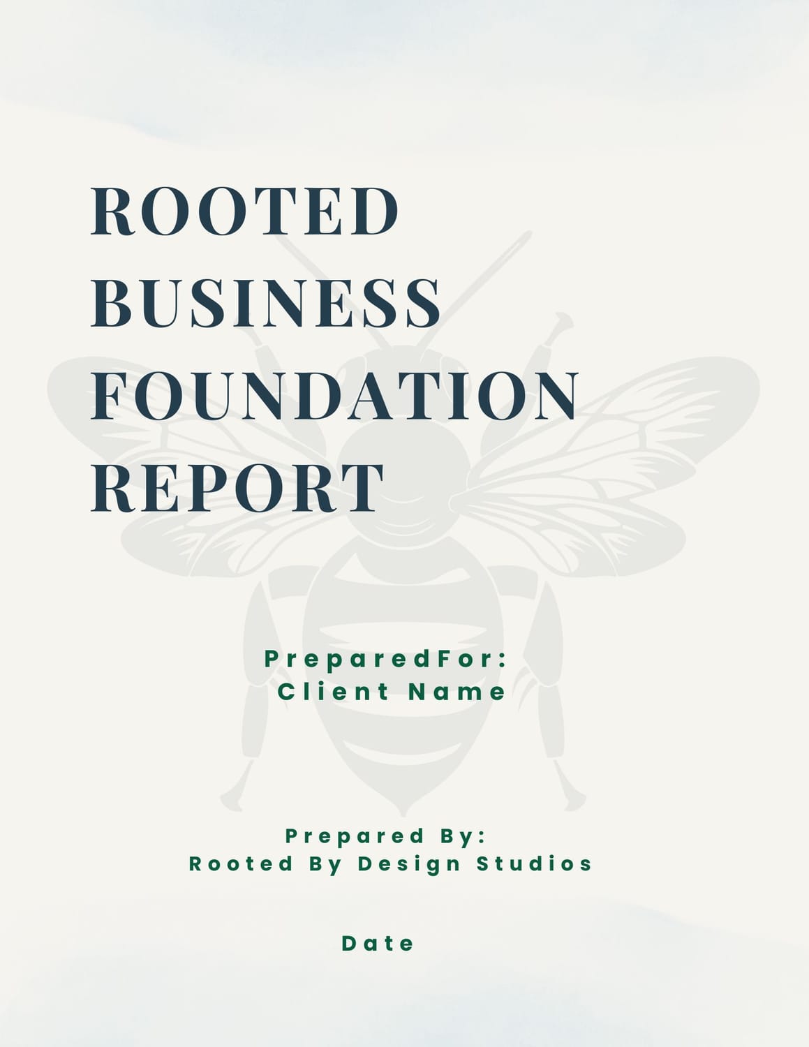 Rooted Business Foundation Audit report cover showing the Rooted by Design Studios business audit service for small business owners.