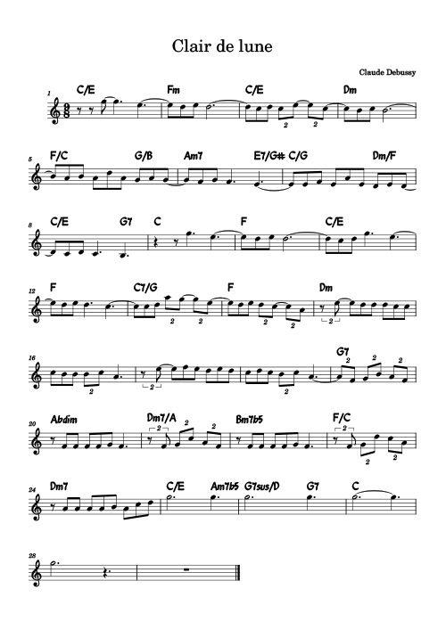 La partition de Clair de Lune