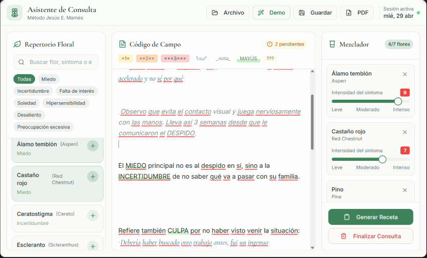 herramienta digital para diagnosticar flores de Bach