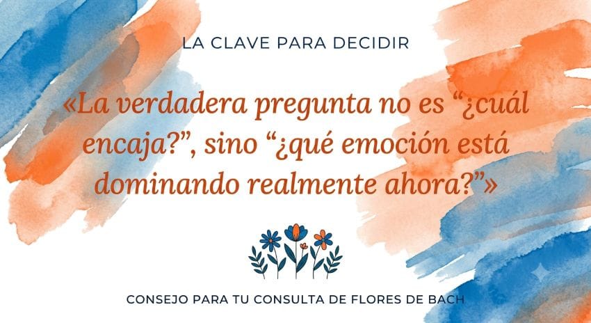 Imagen de cita que enseña a priorizar la emoción dominante en consultas de Flores de Bach cuando hay dudas.