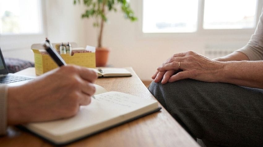 Terapeuta en consulta de Flores de Bach trabajando la escucha activa para superar las dudas e indecisión al elegir la mezcla