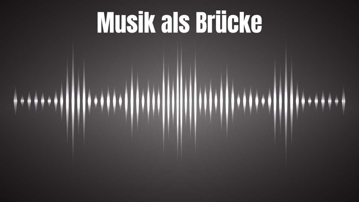 Abstrakte grafische Schallwellen mit der Silhouette eines Grammophons zur Darstellung von Musik und Tradition.