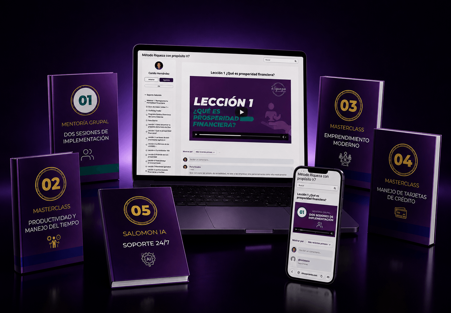 Método Riqueza con Propósito — laptop, smartphone y 5 masterclasses incluidas