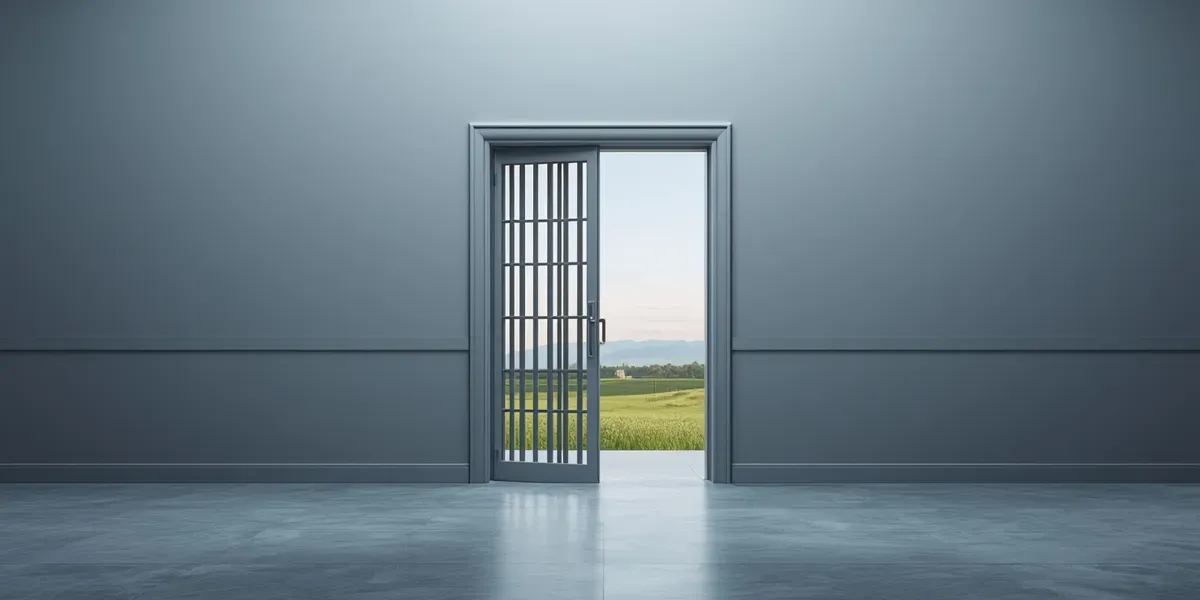 minimal digital book cover mockup open prison door