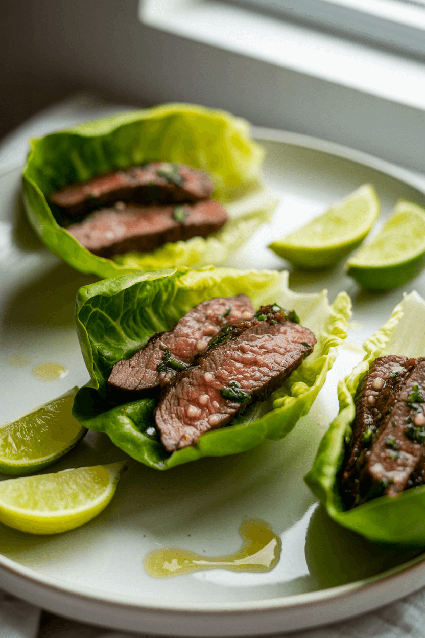 Chimichurri Flank Steak Lettuce Cups