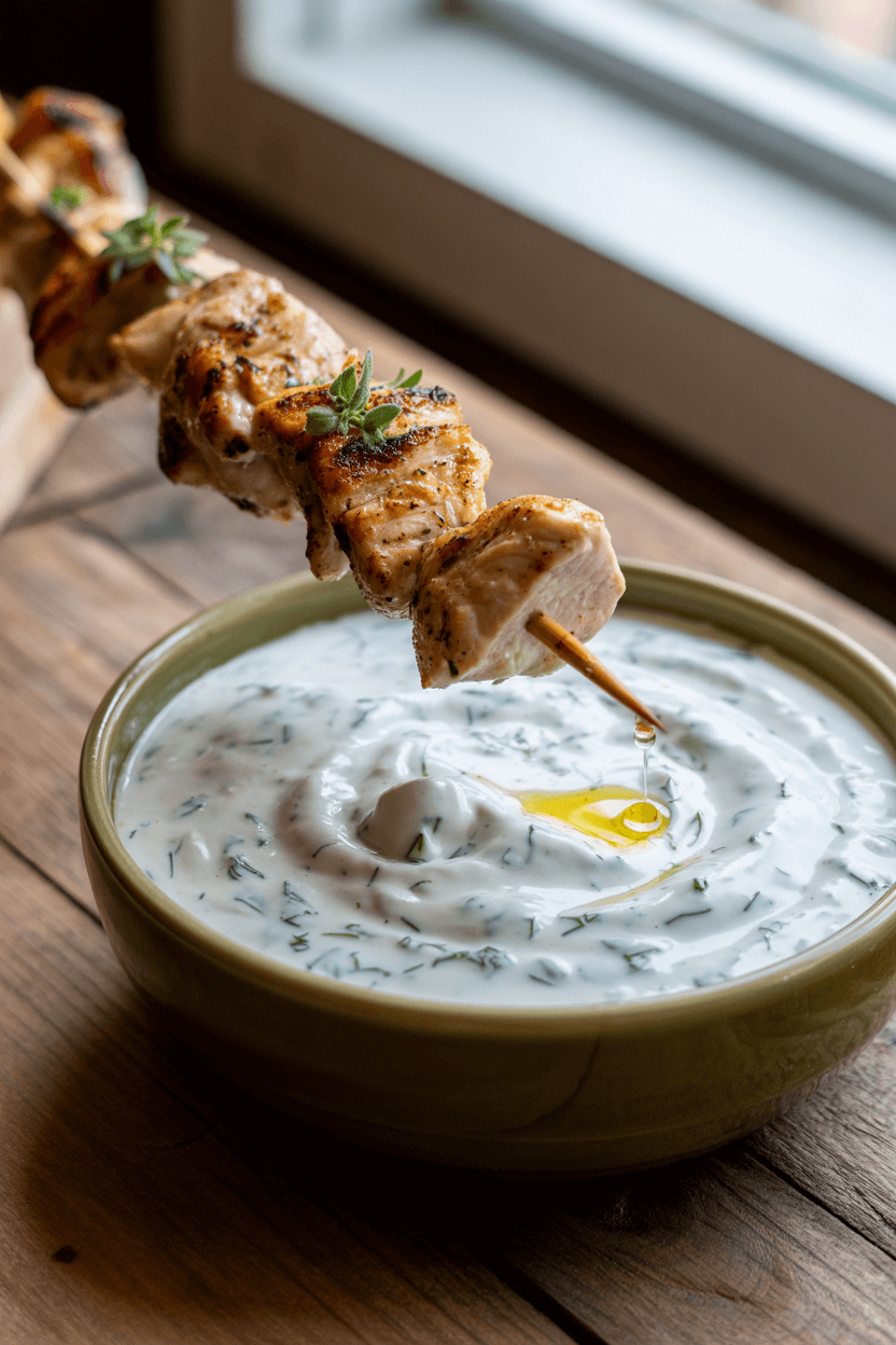 Greek Chicken Skewers with Tzatziki