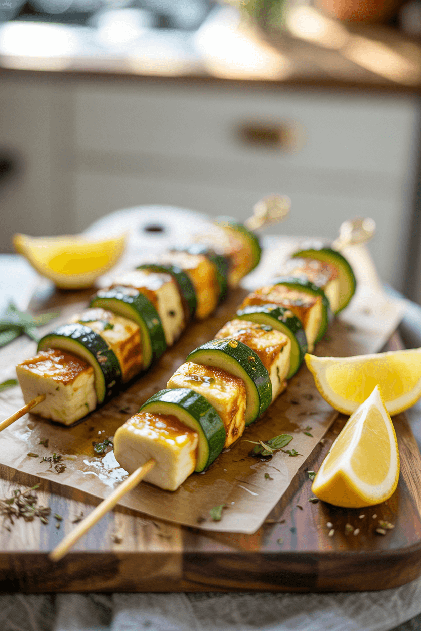 Zucchini & Halloumi Kebabs