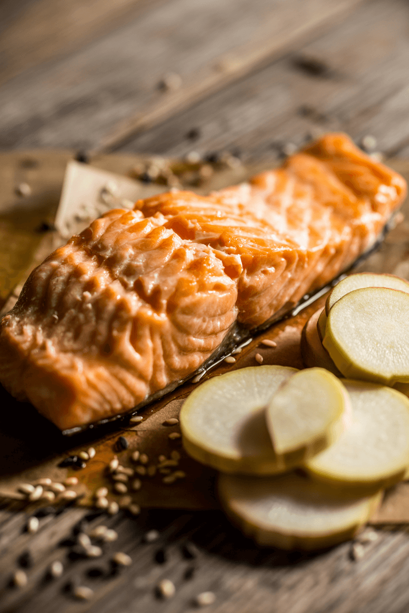 Grilled Salmon with Daikon Radish